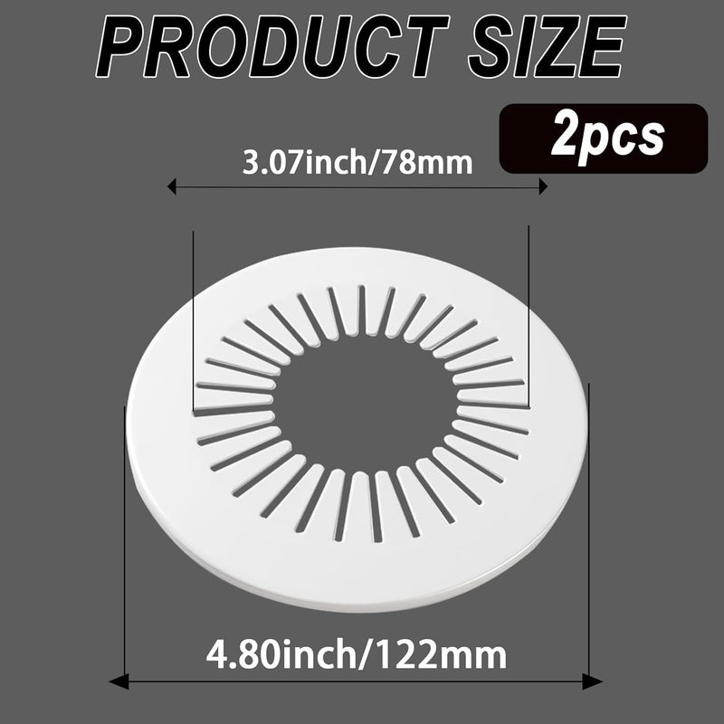 CAcoverVA Flange Pipe Cover Decoration, 2.36 to 3.07 in (60-78mm) PP Plastic Escutcheon Collar Water Pipe Drain Line Cover, Plumbing Cover Plates for Wall Tube Decor, White, 2 Pieces - Image 2
